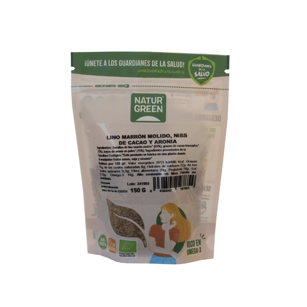 NATURGREEN SEMILL. LINO,NIBS CACAO,ARONIA 150G