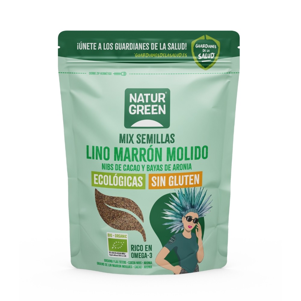 NATURGREEN SEMILL. LINO,NIBS CACAO,ARONIA 150G