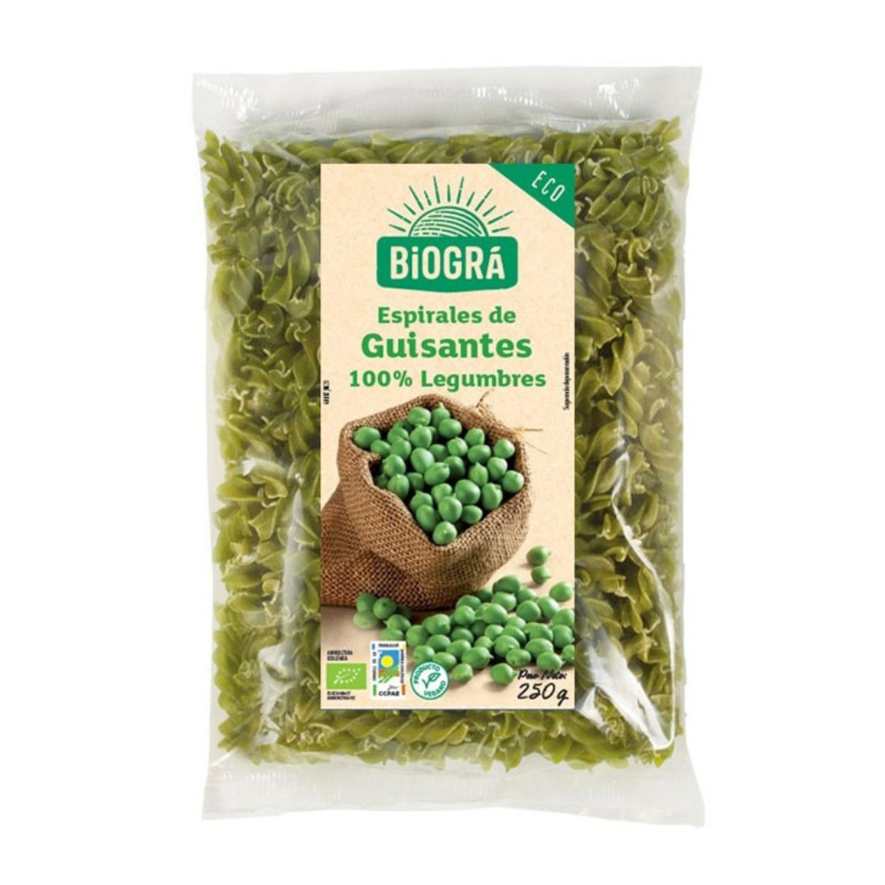 BIOGRA ESPIRAL LEGUMBRE GUISANTES BIO 250GR.