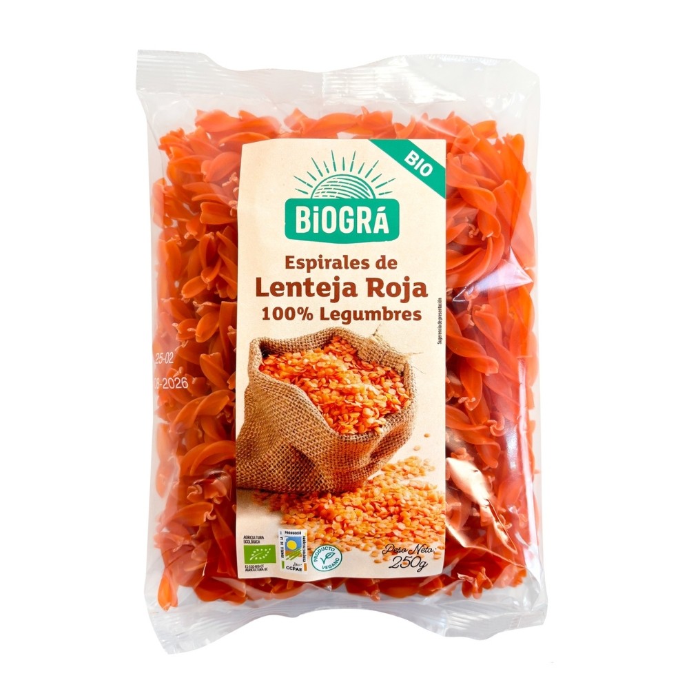 BIOGRA ESPIRAL LEGUMBRE LENTEJA ROJA BIO 250GR.