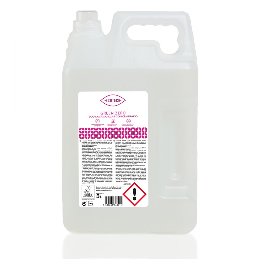 ECOTECH GARRAFA 5L GREEN ZERO -LAVAV.MANU.CONCENT-