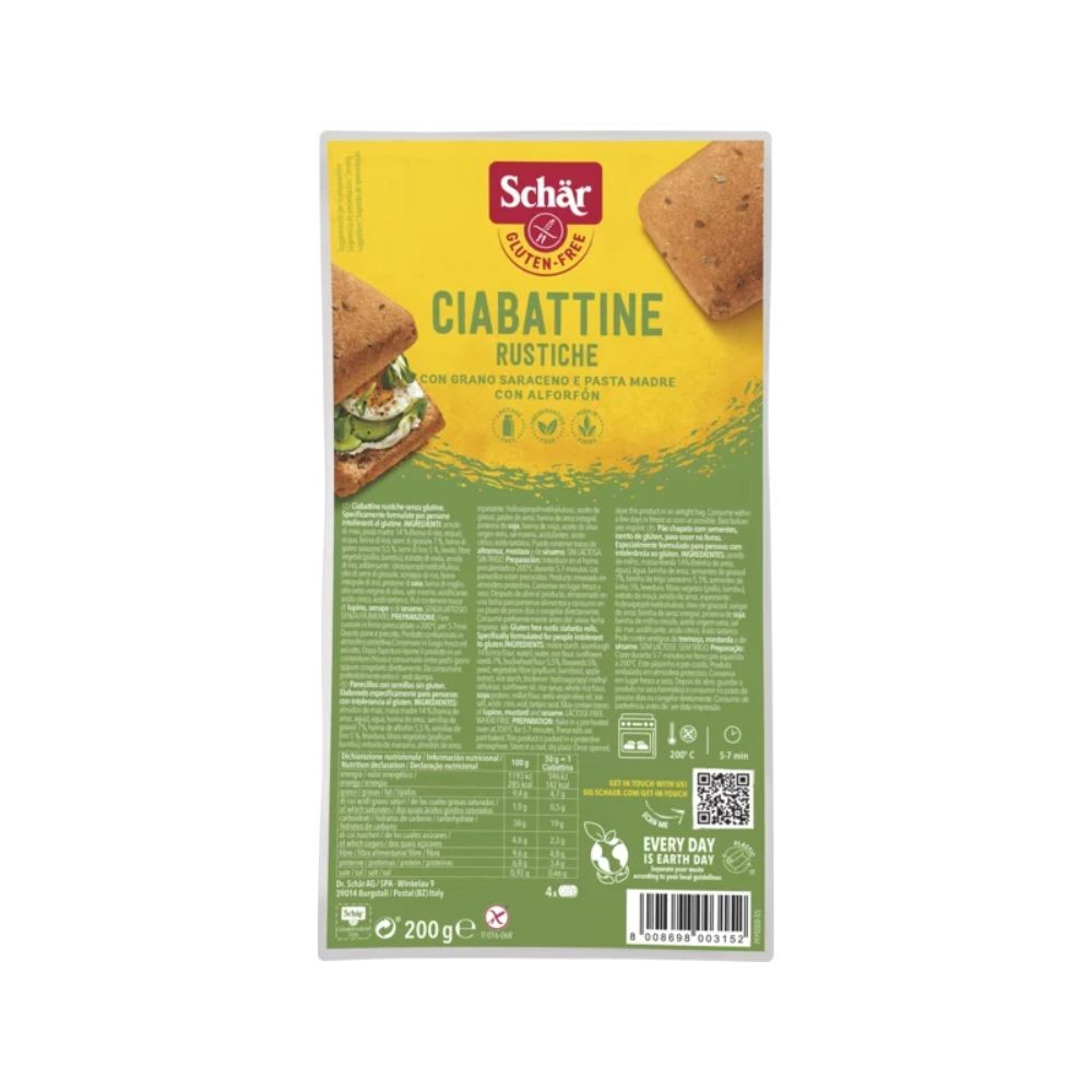 SCHAR PAN CIABATTINE RUSTICHE S/GLUTEN 200GR.