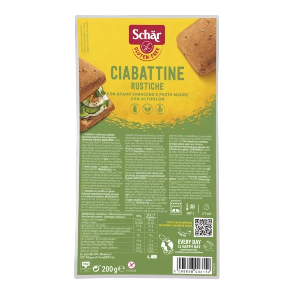 SCHAR PAN CIABATTINE RUSTICHE S/GLUTEN 200GR.