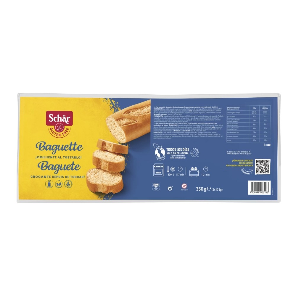 SCHAR PAN BAGUETTE 2UND. S/GLUTEN (2X175GR.) 350GR
