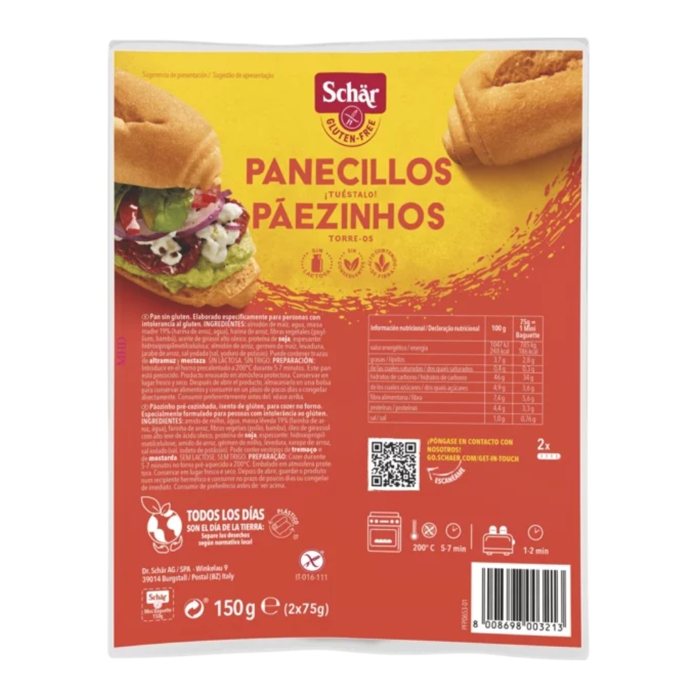SCHAR PAN PANECILLOS S/GLUTEN  2X75GR