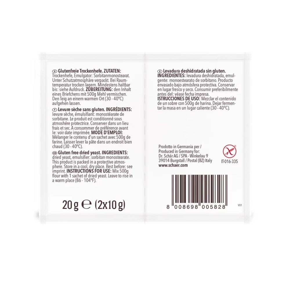 SCHAR LEVADURA S/GLUTEN (LIEVITO)  2X10GR.
