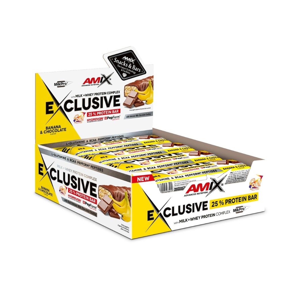 AMIX BARRITAS EXCLUSIVE PROT. 12X85G.PLAT-CHOCO