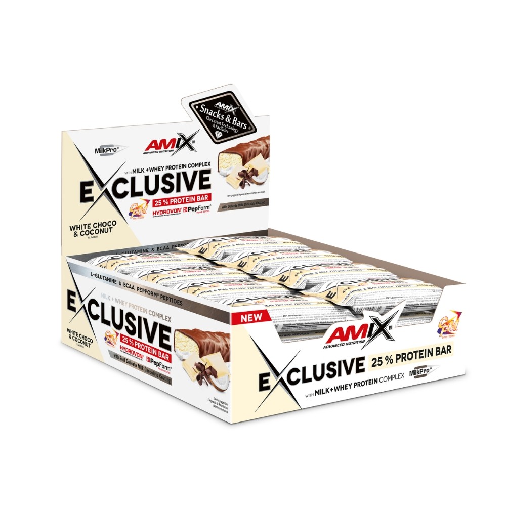 AMIX BARRITAS EXCLUSIVE PROT.24X40G.CHOCO BCO-COCO
