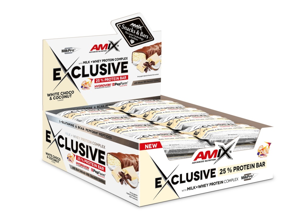 AMIX BARRITAS EXCLUSIVE PROT.24X40G.CHOCO BCO.COCO