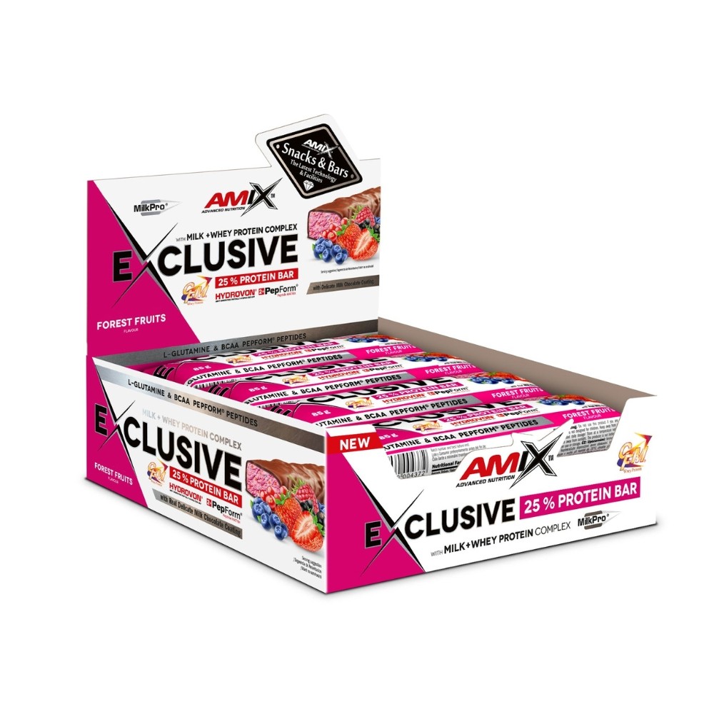 AMIX BARRITAS EXCLUSIVE PROT. 12X85G.FRUTAS BOSQ