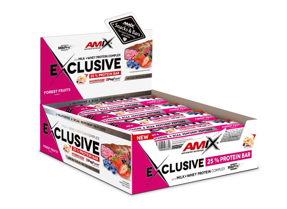 AMIX BARRITAS EXCLUSIVE PROT. 12X85G.FRUTAS BOSQ