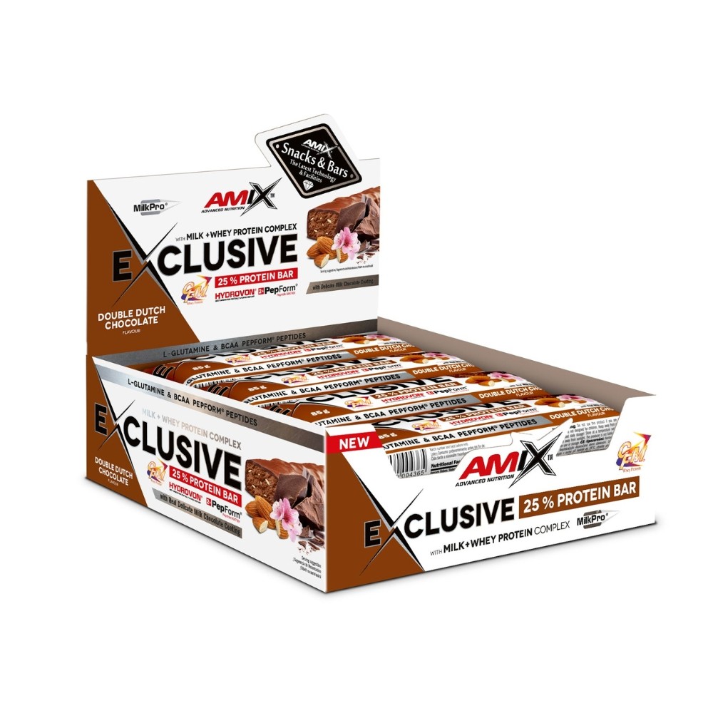 AMIX BARRITAS EXCLUSIVE PROT. 12X85G.DOBLE CHOCO