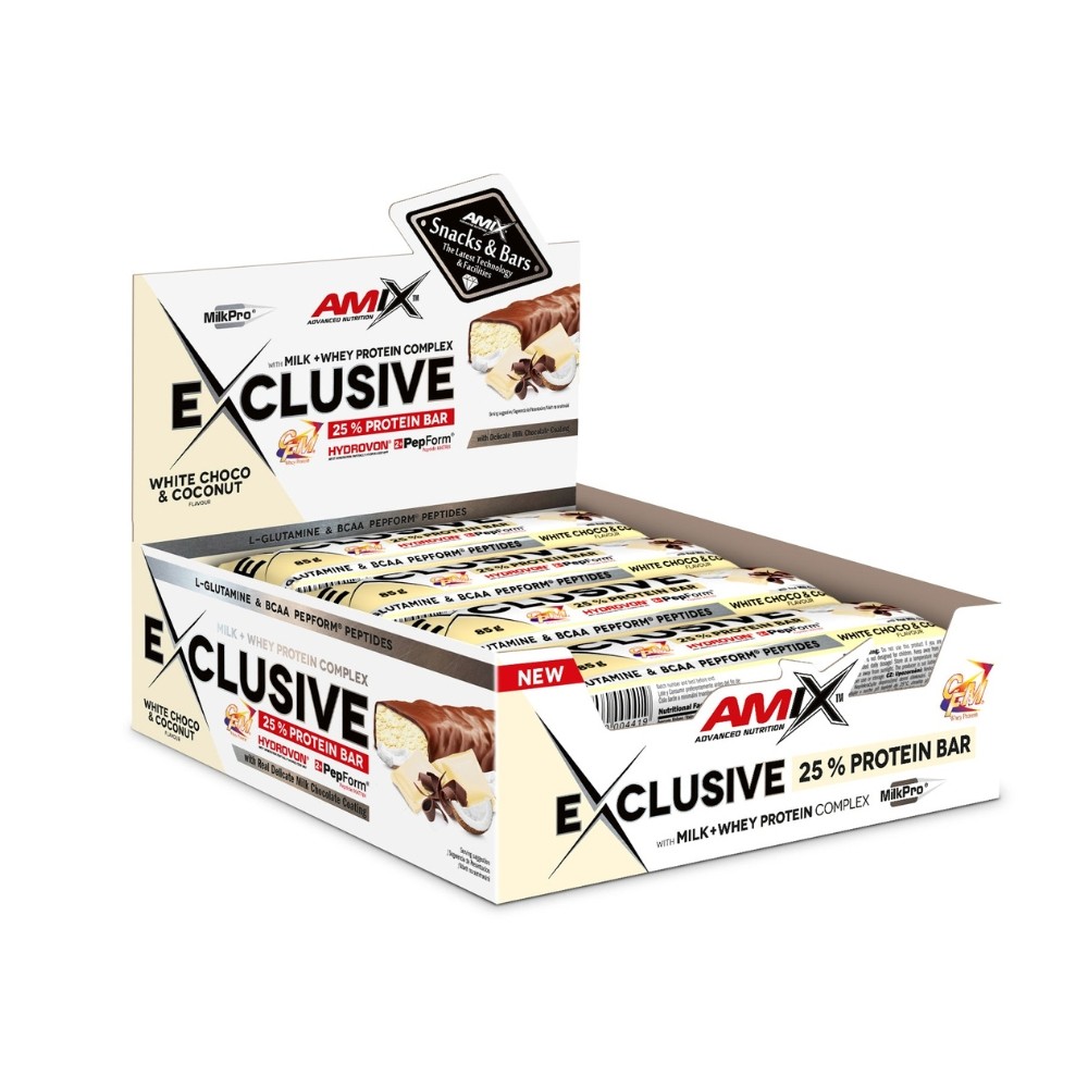 AMIX BARRITAS EXCLUSIVE PROT. 12X85G.CHOCO BLANCO-