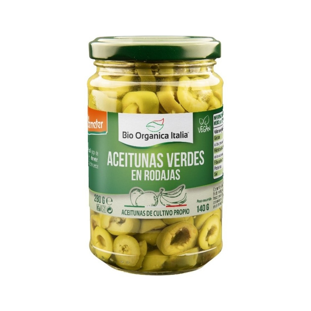 BIO ORGANICA ITALIA ACEITUNA VERDE LAMINADA 140G