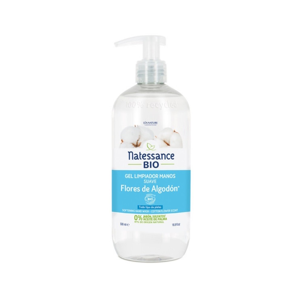 NATESSANCE GEL LIMPIADOR MANOS FLOR ALGODON 500ML