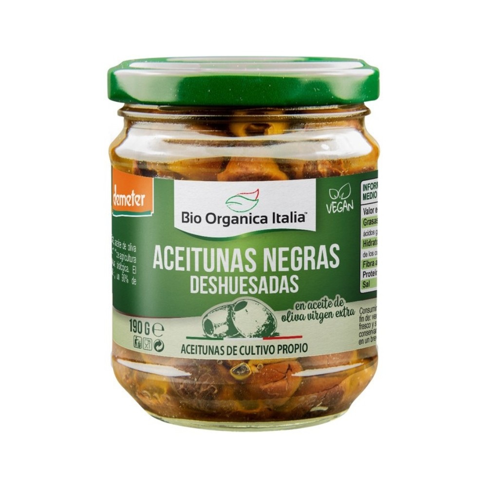 BIO ORGANICA ITALIA ACEITUNA NEGRA DESHUESADA 190G