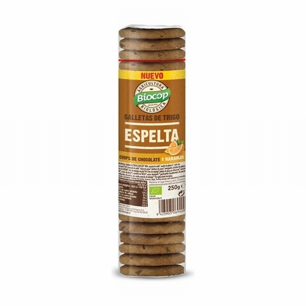BIOCOP GALLETA T.ESPELTA CHIPS CHOCO NARANJA 250G
