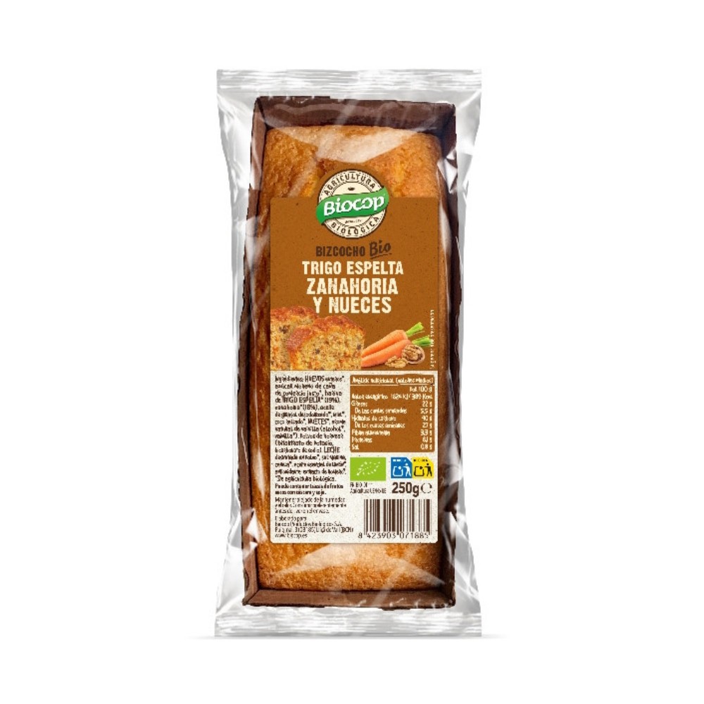BIOCOP BIZCOCHO T.ESPELTA ZANAHORIA NUECES 250G