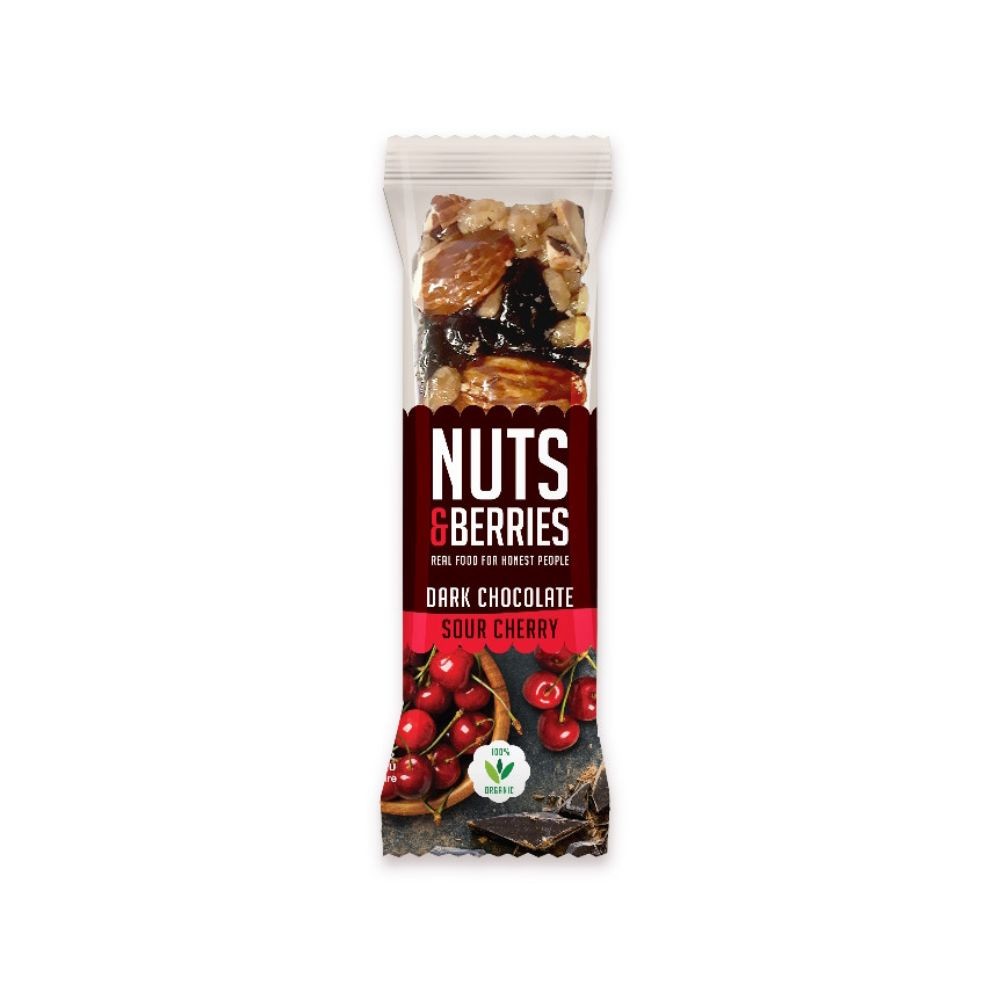 NUTS&BERRIES BARRITA CHOCO NEGRO-CEREZA 40g