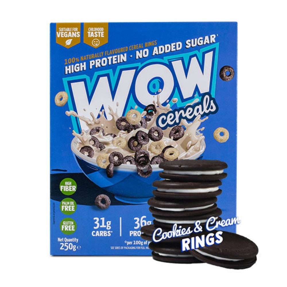 WOW CEREALS HIGH PROTEIN 250G COOKIES&CREAM