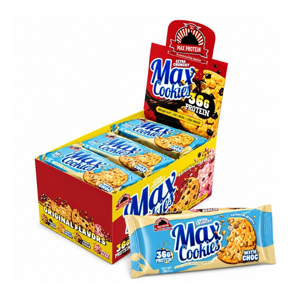 MAX PROTEIN MAX COOKIES 12*100G CHOCO BLANCO
