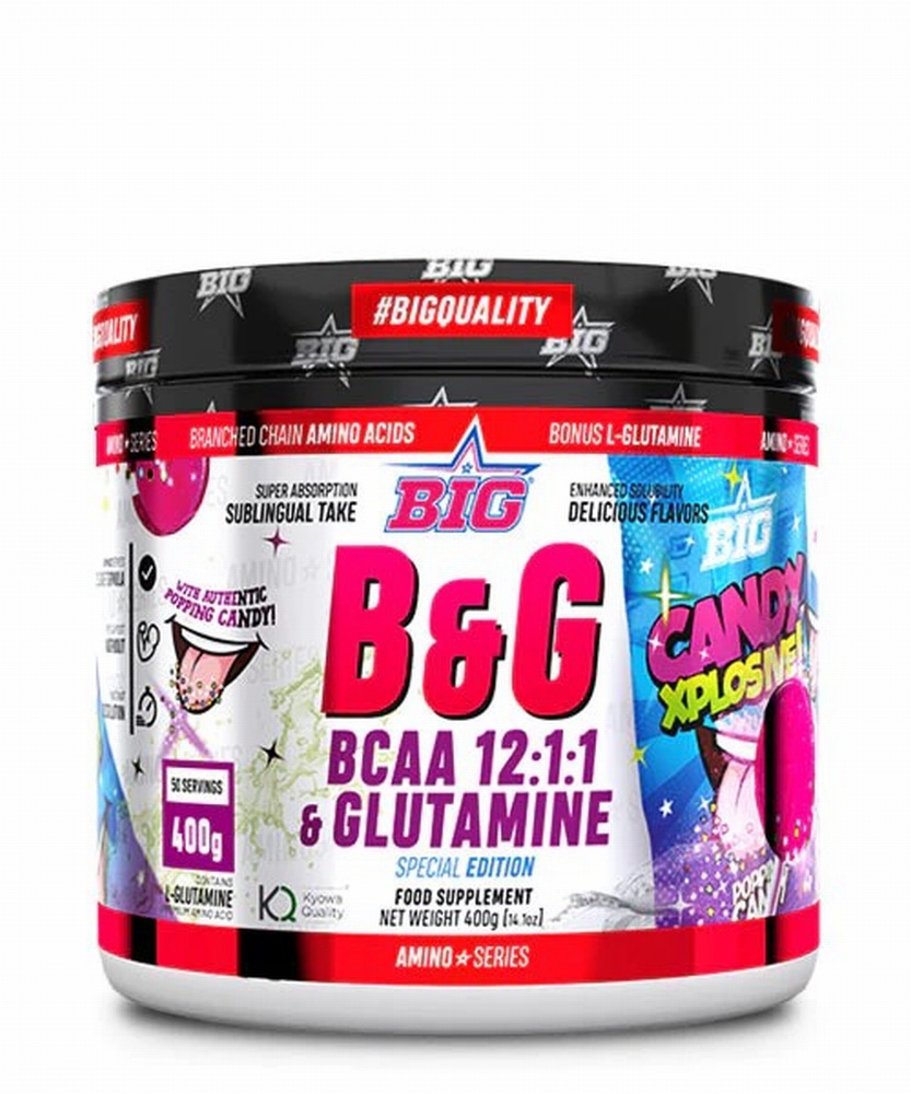 BIG B&G®-BCAAS CON GLUTAMINA 12:1:1 400G CANDY EXP