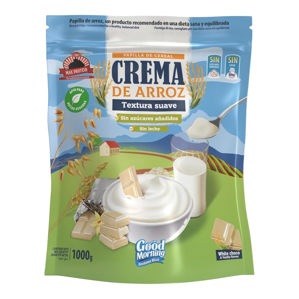 MAX PROTEIN CREMA ARROZ 1KG CHOCO BLANCO VAINILLA