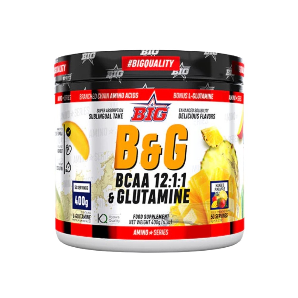BIG B&G®-BCAAS CON GLUTAMINA 12:1:1 400G MANGO PIÑ