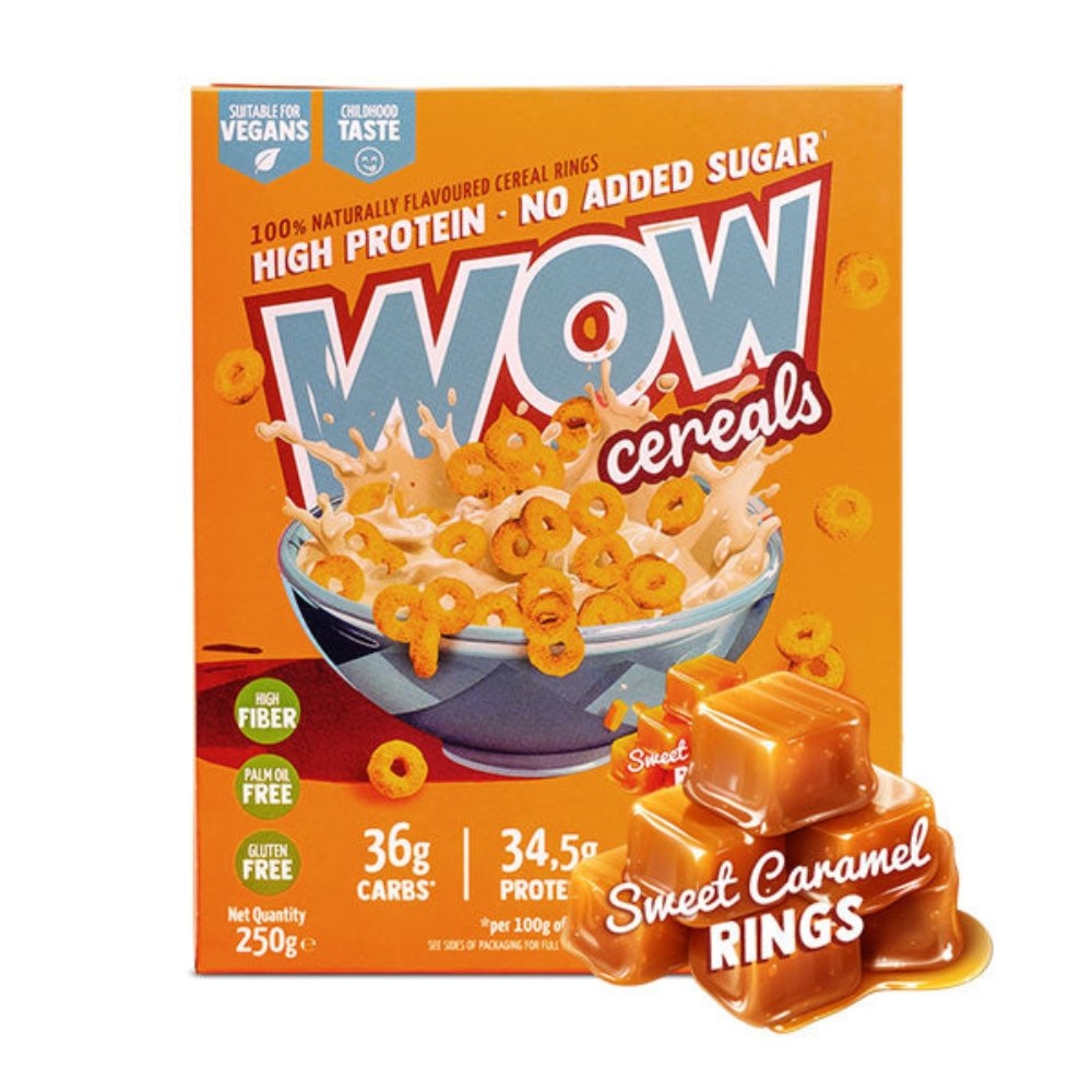 WOW CEREALS HIGH PROTEIN 250G SWEET CARAMEL