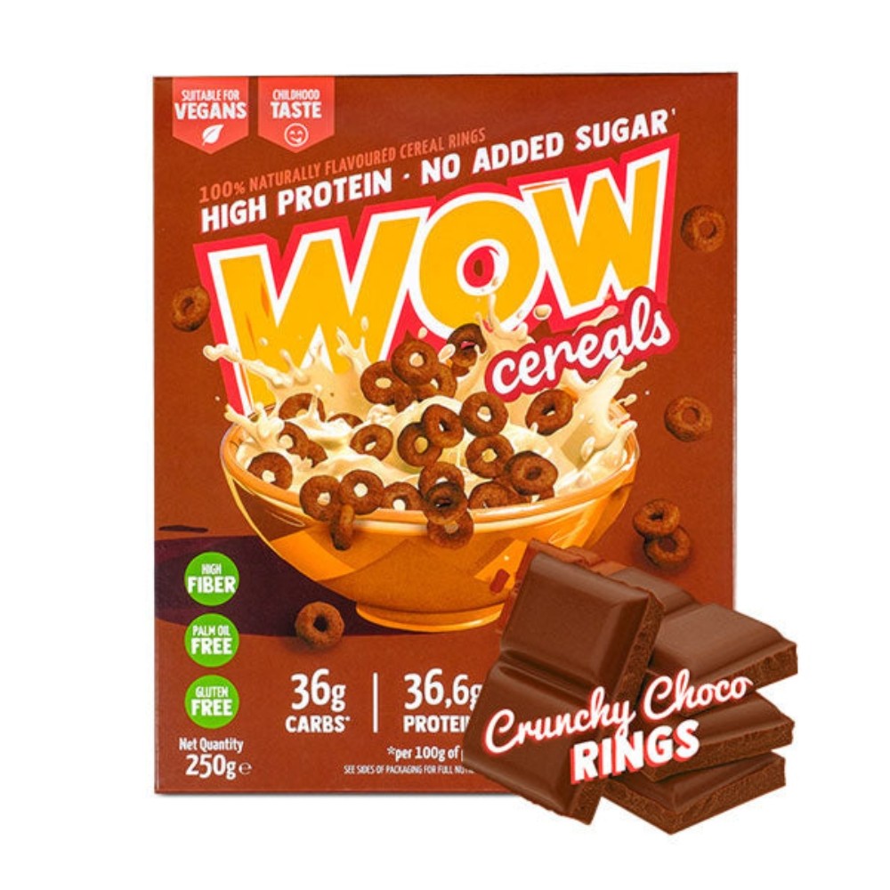 WOW CEREALS HIGH PROTEIN 250G CRUNCHY CHOCO