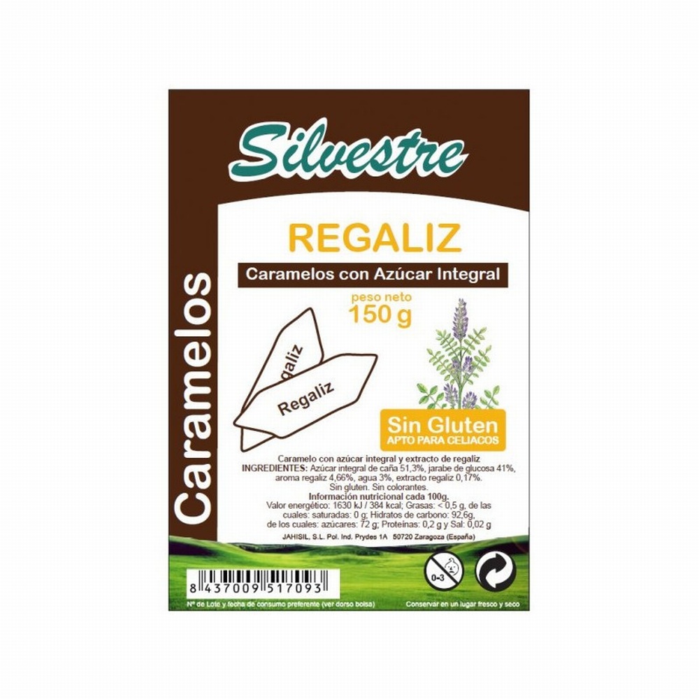 SILVESTRE CARAMELOS REGALIZ INTEG. CON AZ.150GR
