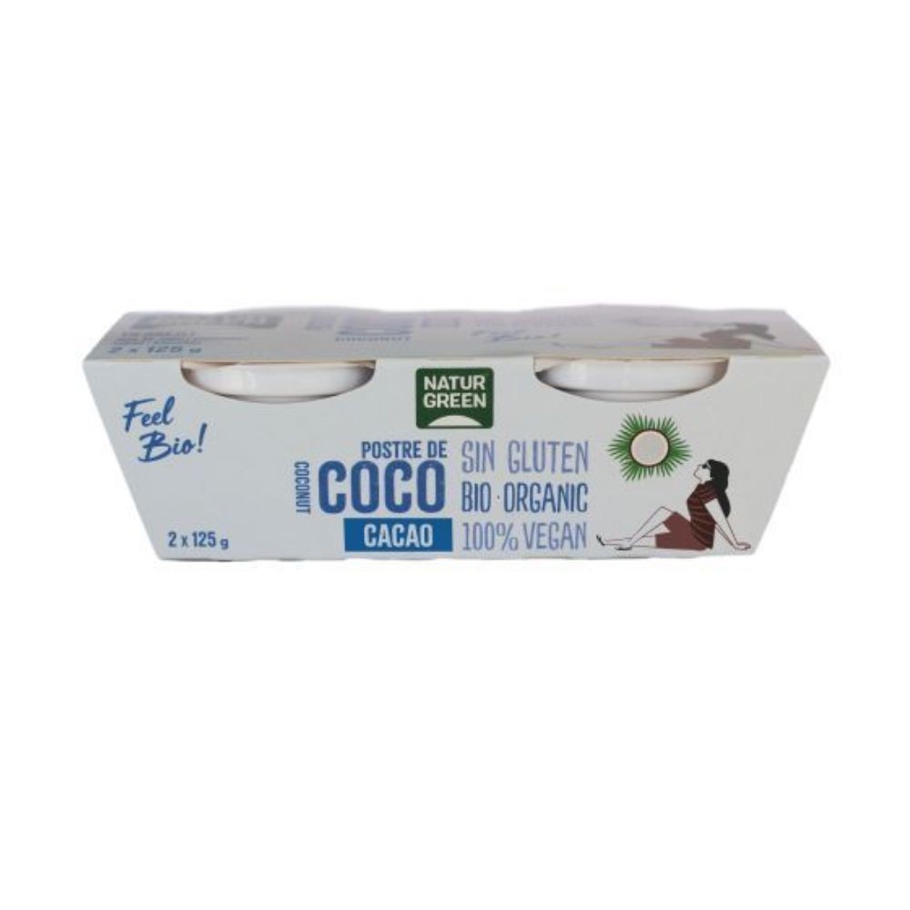 NATURGREEN POSTRE COCO CACAO BIO. 2X125GR.