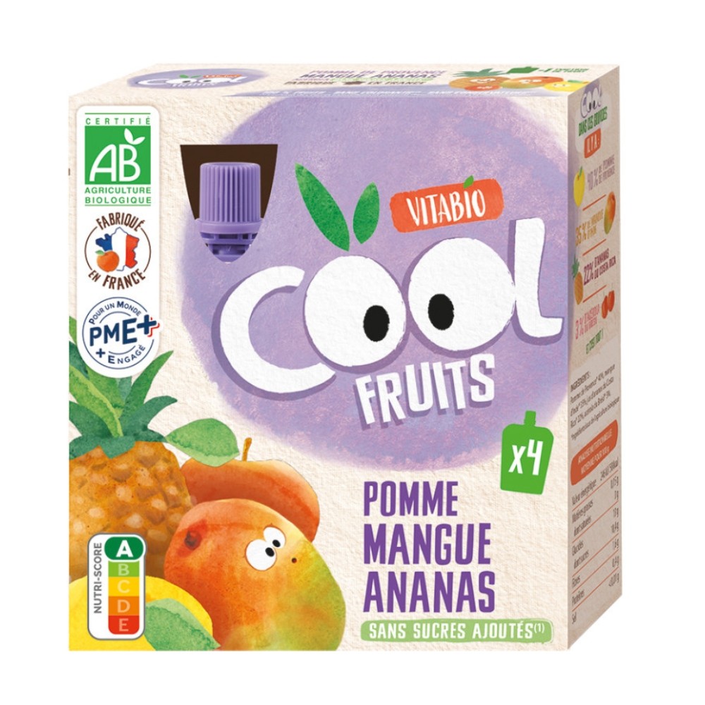 VITABIO COOL FRUITS MANZANA MANGO PIÑA BIO. 4X90G