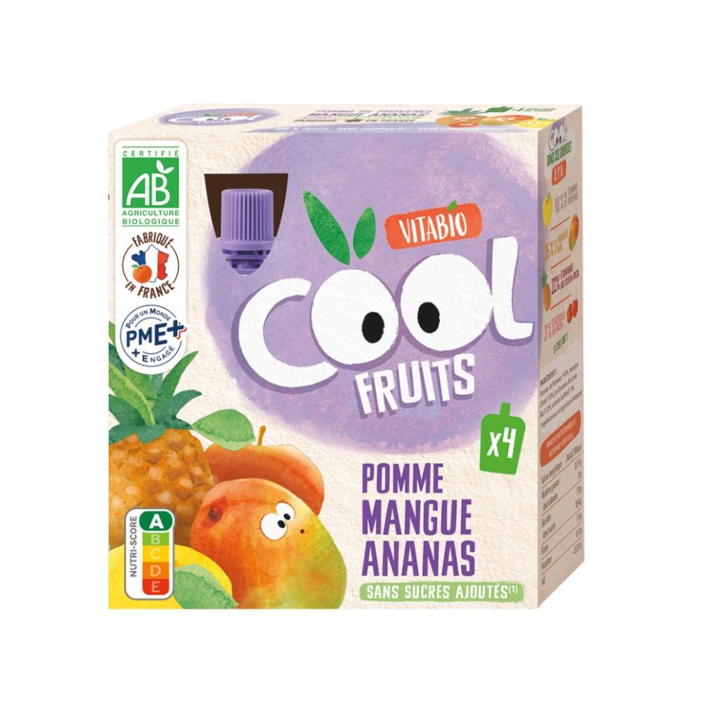 VITABIO COOL FRUITS MANZANA MANGO PIÑA BIO. 4X90G