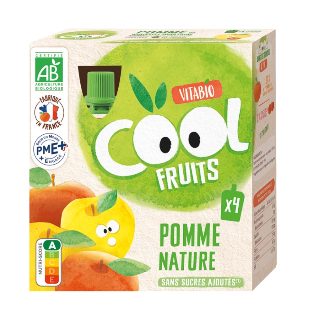 VITABIO COOL FRUITS MANZANA BIO. 4X90GR