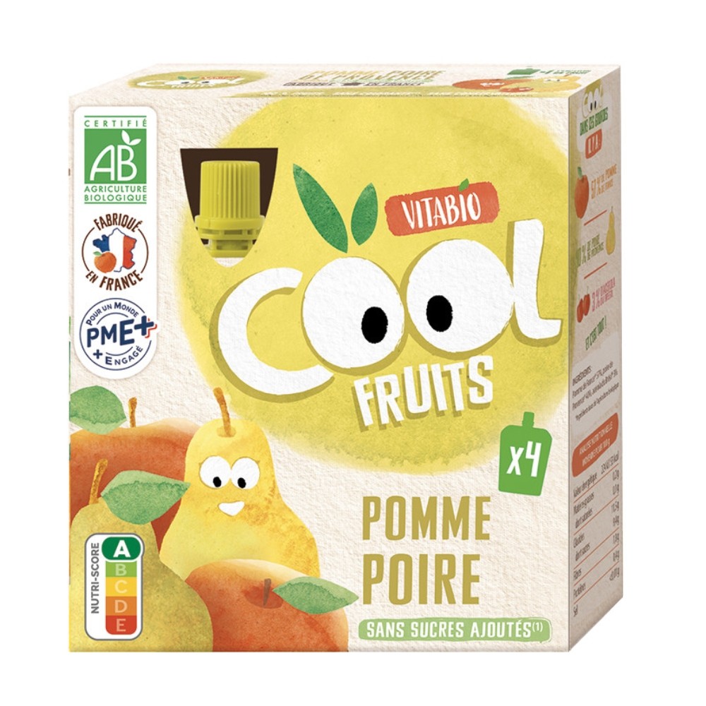 VITABIO COOL FRUITS MANZANA PERA BIO. 4X90GR