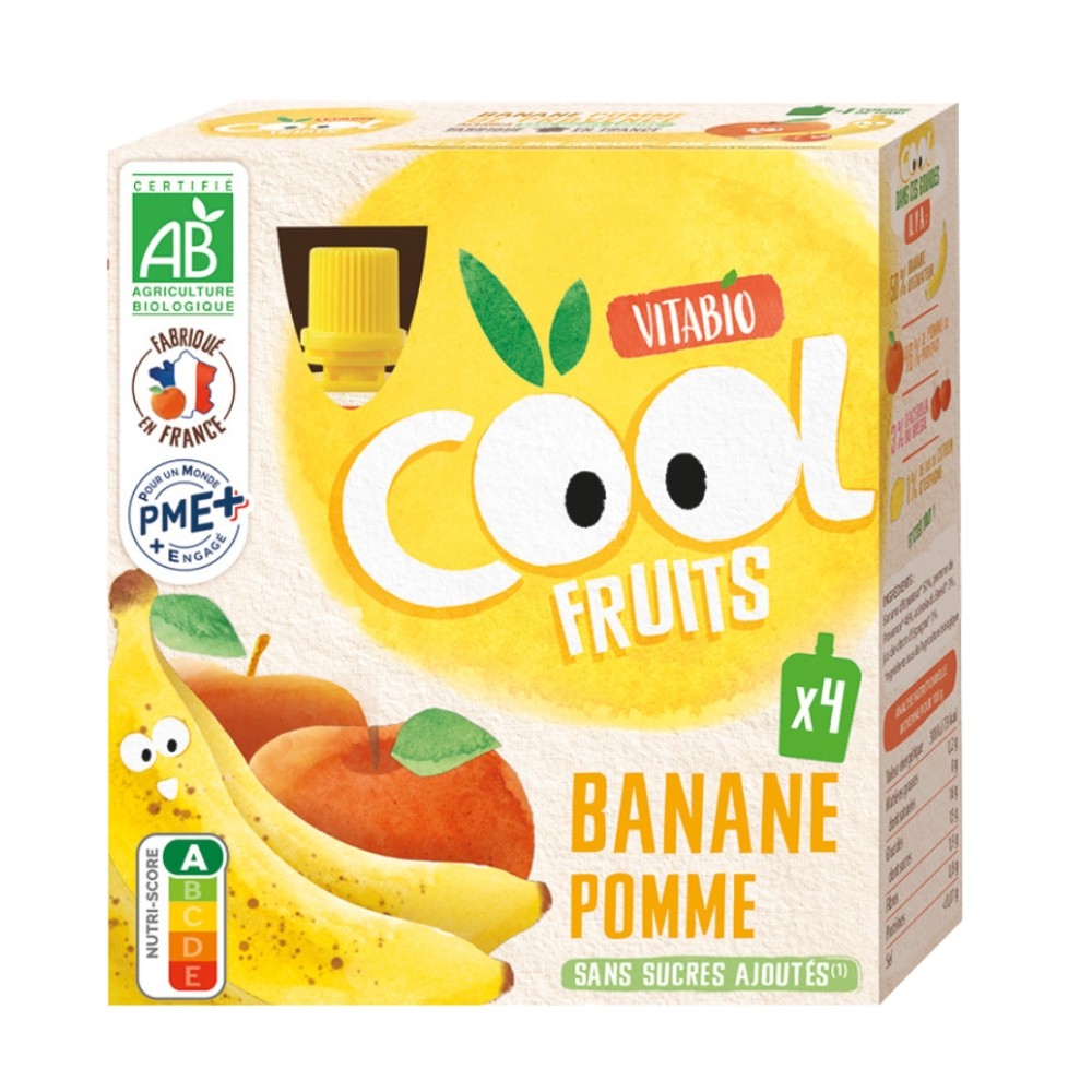 VITABIO COOL FRUITS MANZANA PLATANO BIO. 4X90GR