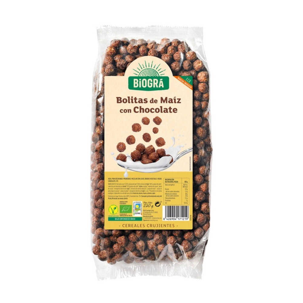 BIOGRA BOLITAS MAIZ CHOCOLATE BIO. 250GR.