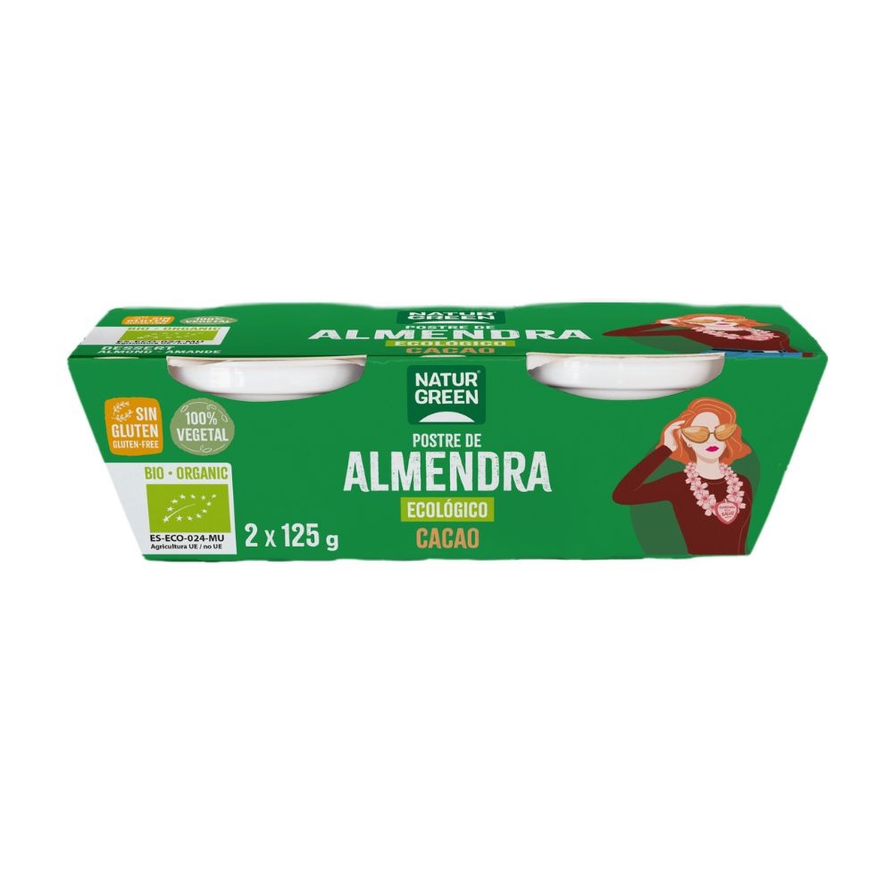 NATURGREEN POSTRE ALMENDRA CACAO BIO. 2x125GR.