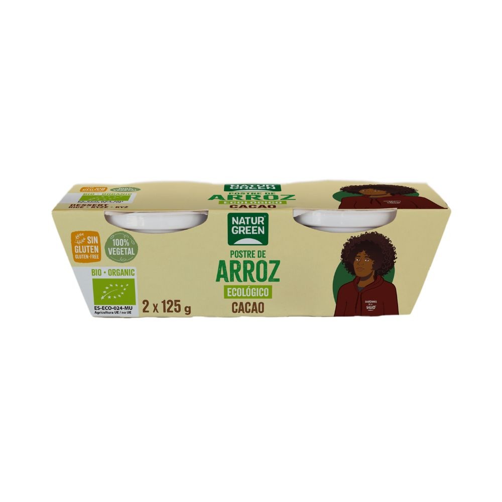 NATURGREEN POSTRE ARROZ CACAO BIO. 2x125GR.
