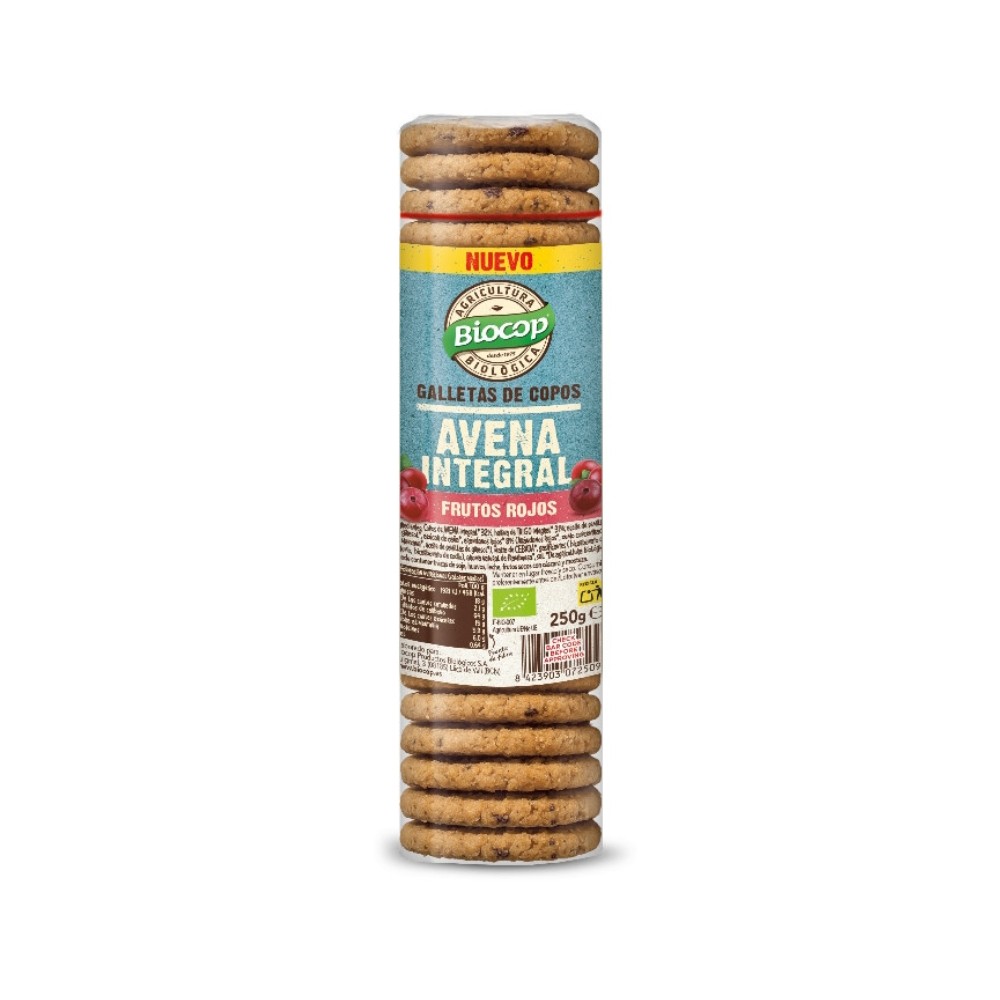 BIOCOP GALLETA COPOS AVENA INT. FRUTOS ROJOS 250G