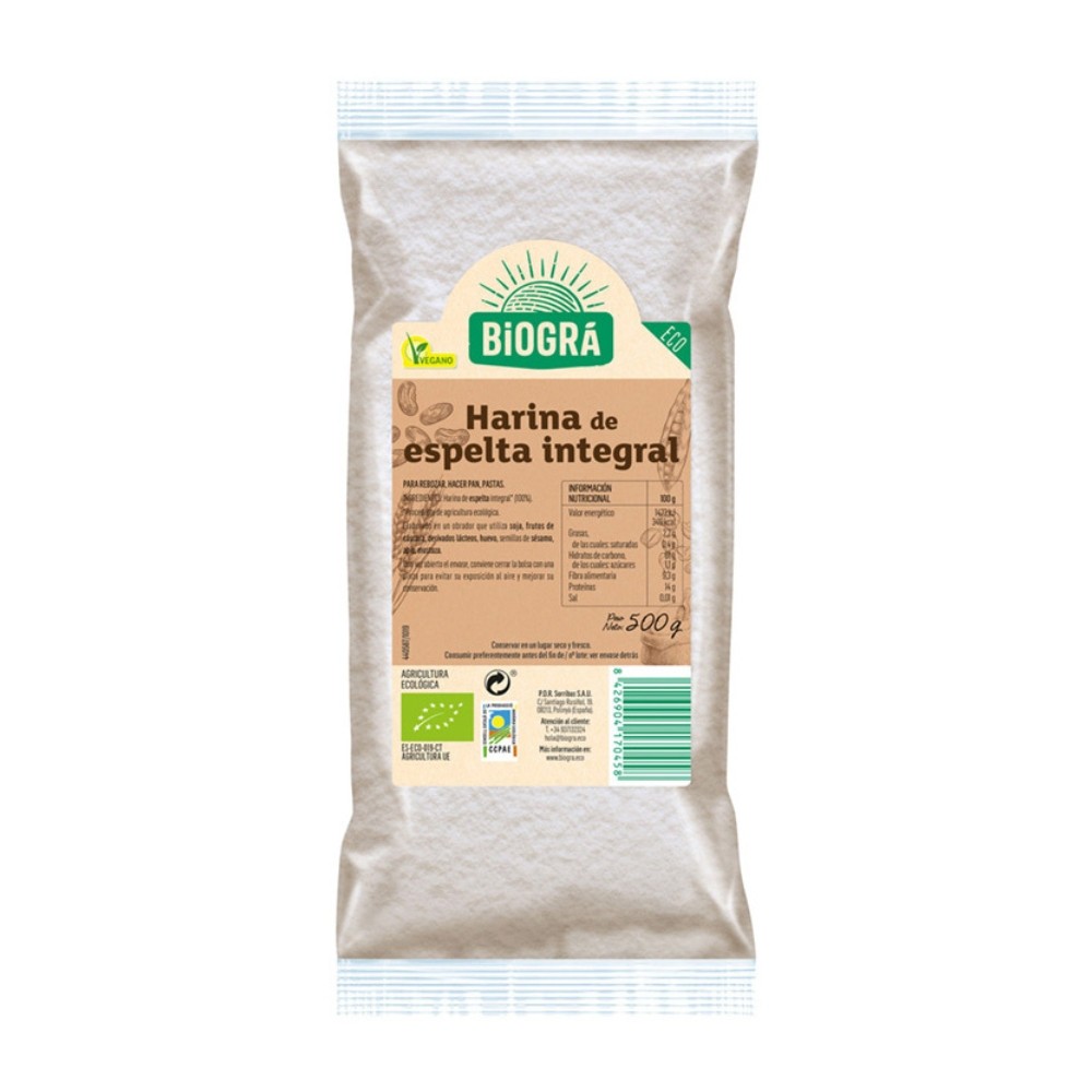 BIOGRA HARINA ESPELTA INTEGRAL BIO. 500GR.