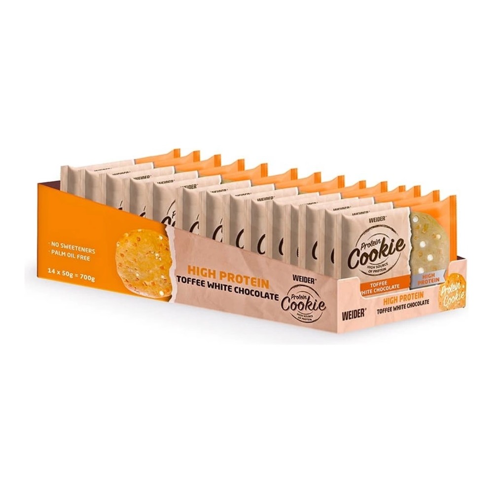 WEIDER GALLETA PROTEIN COOKIE 14X50G TOFFE WHITE C