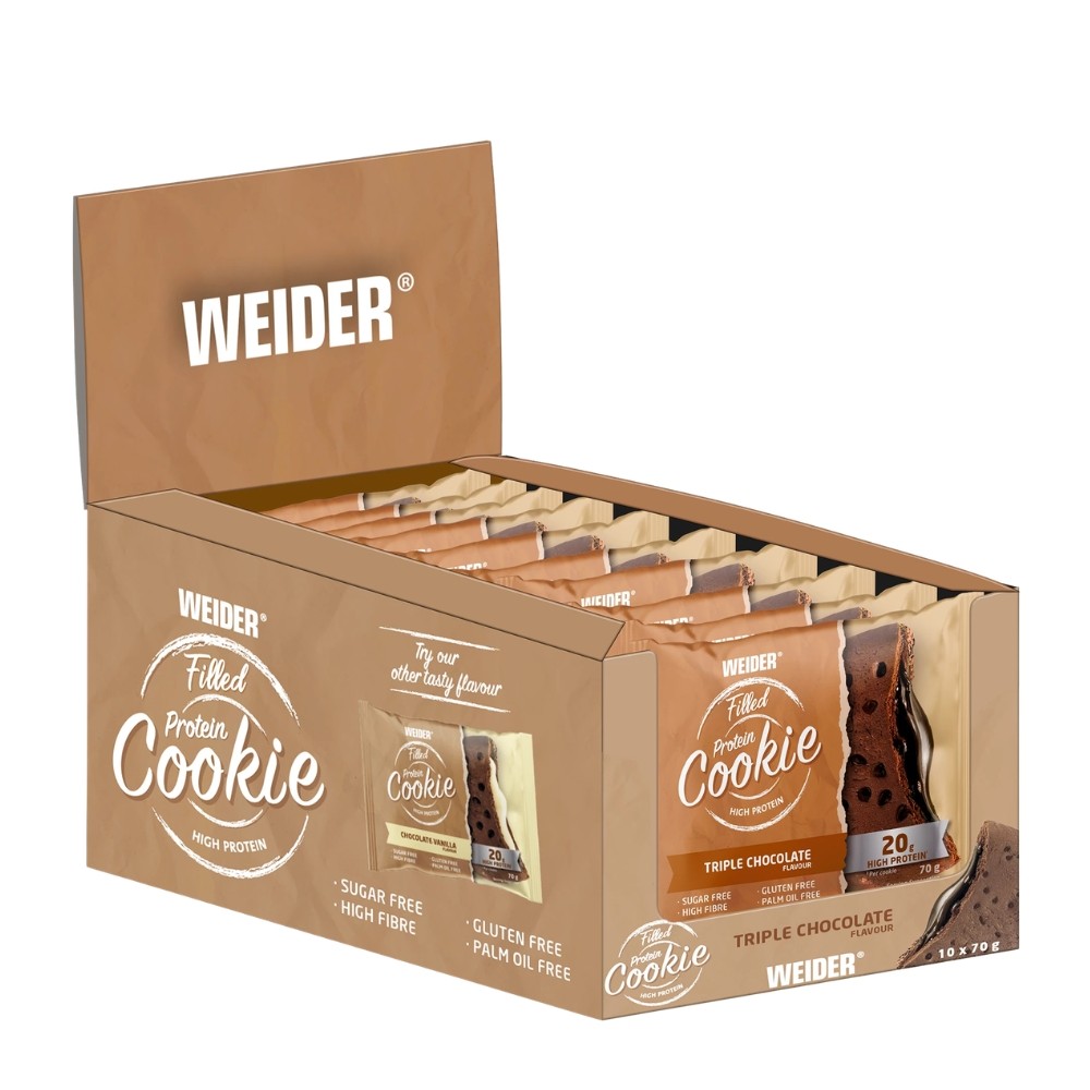 WEIDER GALLETA PROTEIN COOKIE RELL.10X70G TR CHOCO