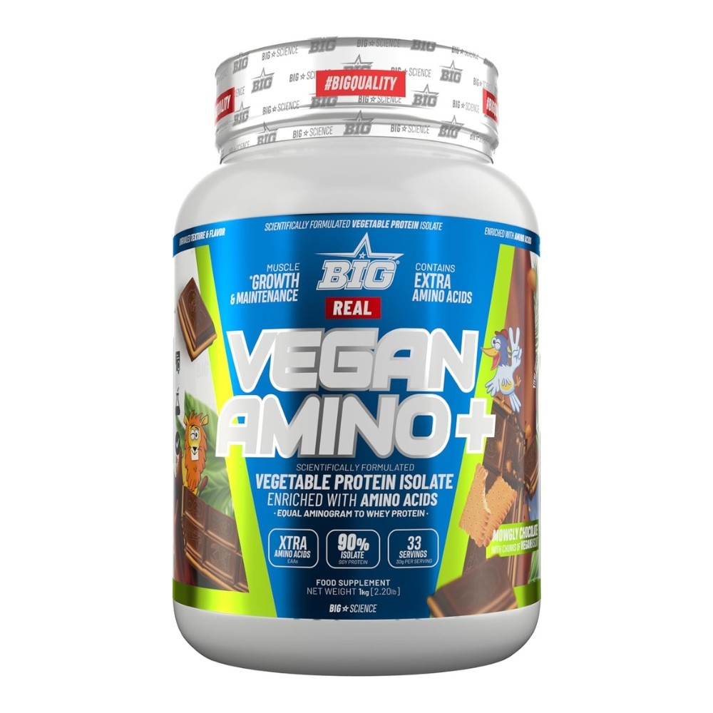 BIG REAL VEGAN AMINO+ 1KG MOWGLY DARK CHOCO