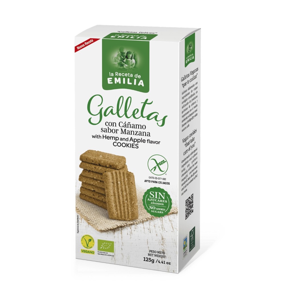 RECETA EMILIA GALLETA CAÑAMO MANZANA 125GR S/A