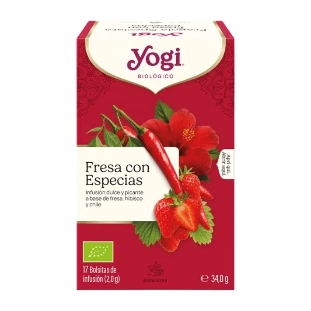 YOGI TEA FRESAS CON ESPECIAS BOLSAS 17X34.0GR.