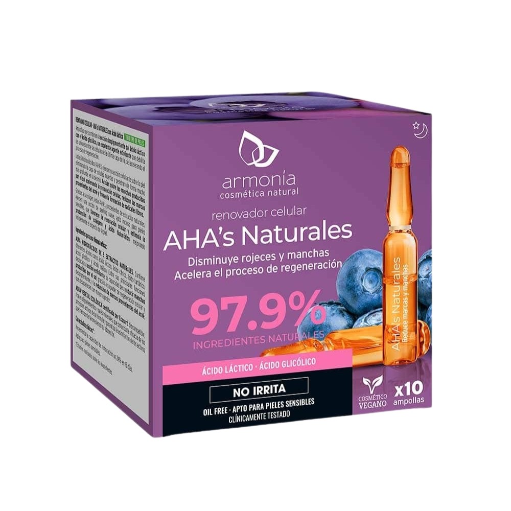 ARMONIA AMPOLLAS FACIALES AHA´S NATURALES PACK 10U