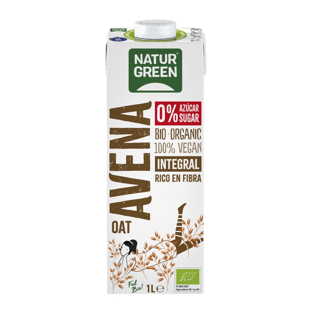 NATURGREEN BEBIDA AVENA 1L INTEGRAL 0% AZÚCAR BIO