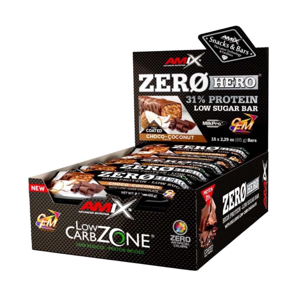 AMIX BARRITAS TM ZERO 31% PROTEIN 15X65 COCO-CHOCO
